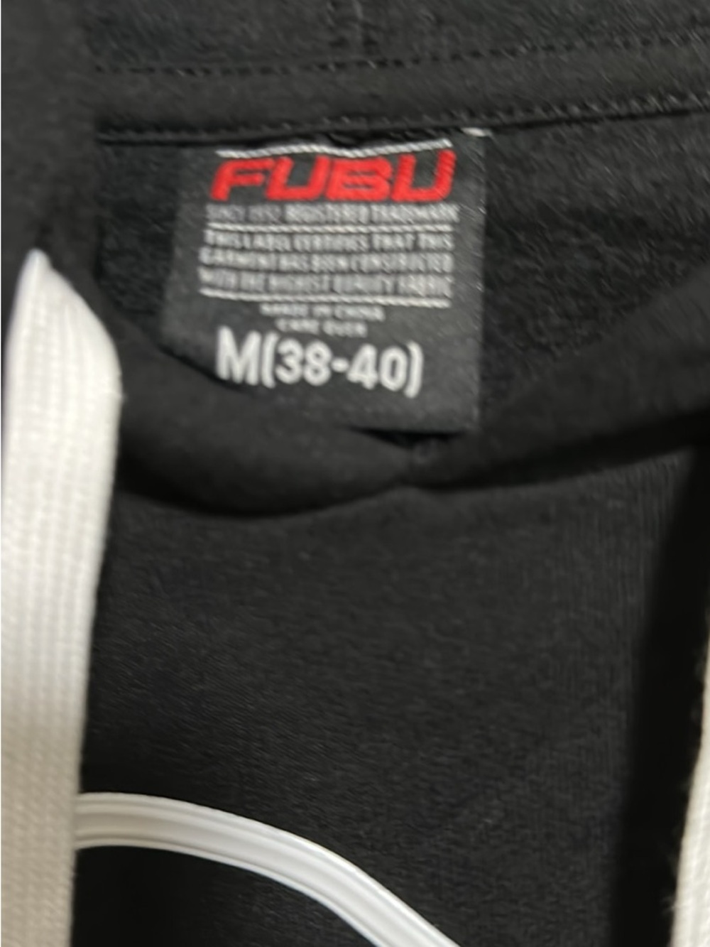 FUBU Black Hoodie with White Script and Logo - Picture 2 of 2